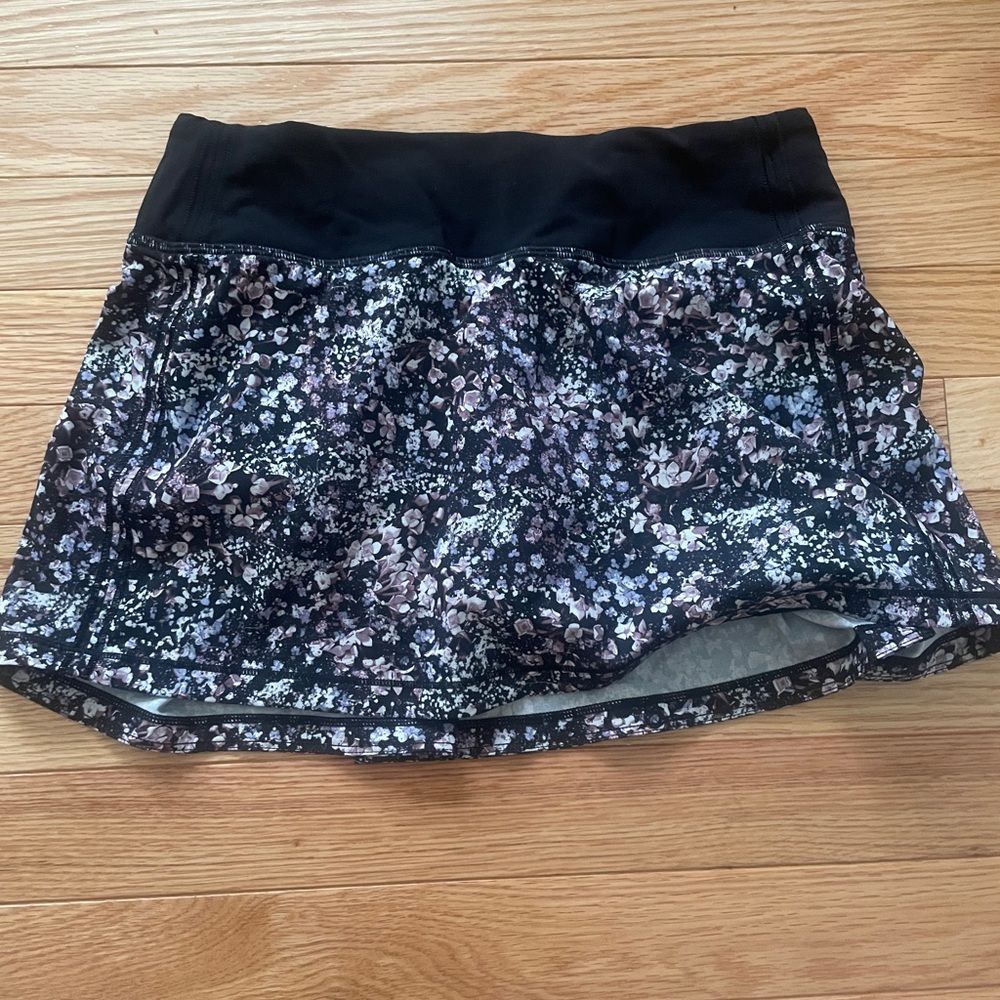 lululemon athletica Black Floral Mini Tennis Skirt